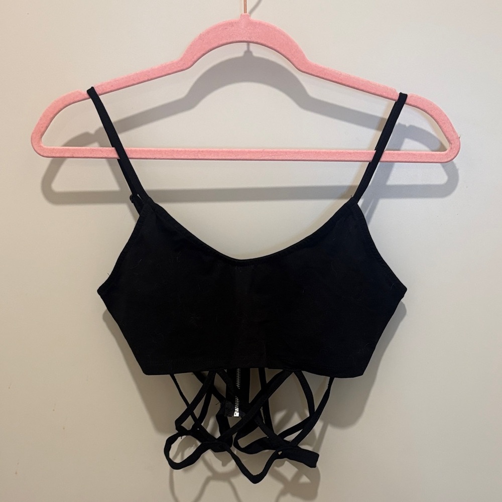 Black Strappy Crop Top